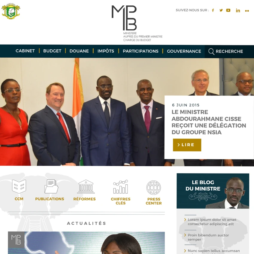Maqutte et site web du ministère du budget