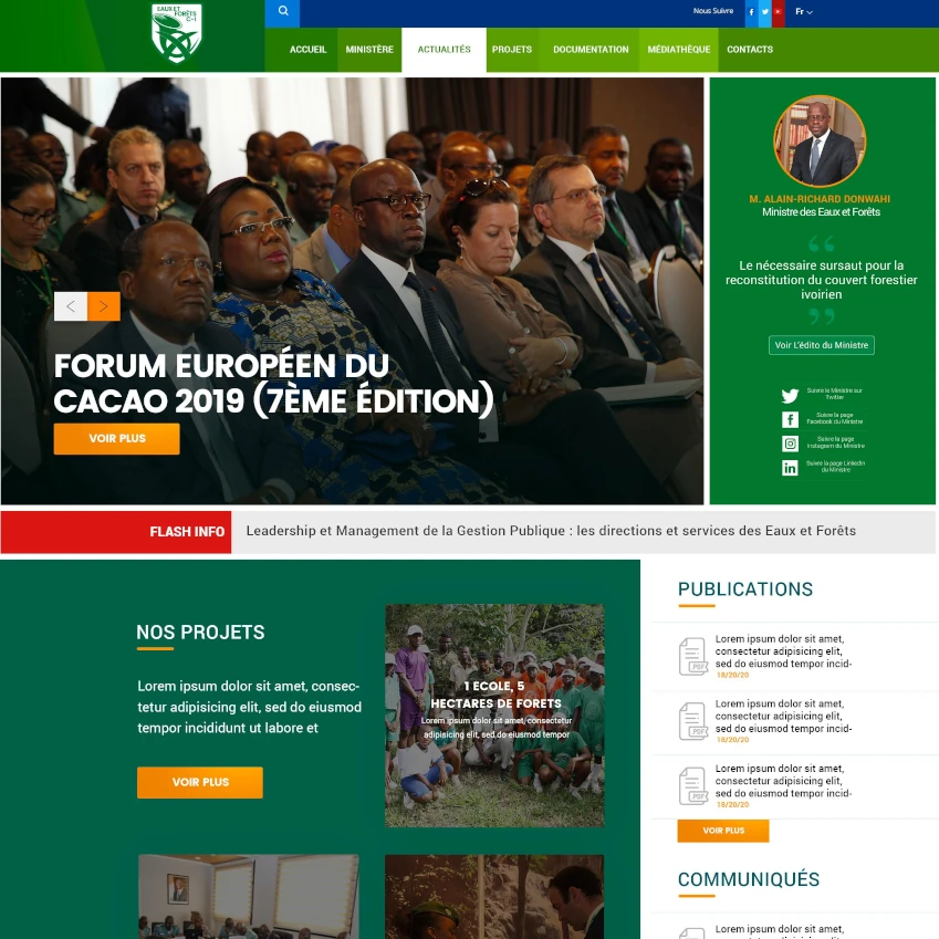 Site web Ministères des Eaux et Forêts